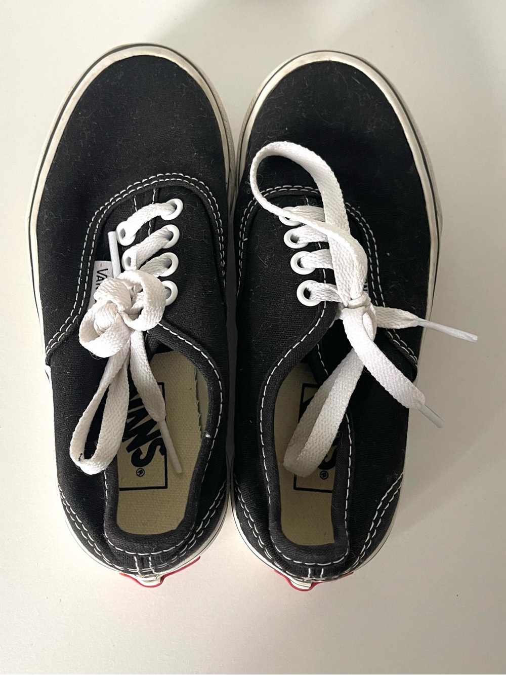 Vans Kids Black Canvas Lace-Up Sneakers with White Laces